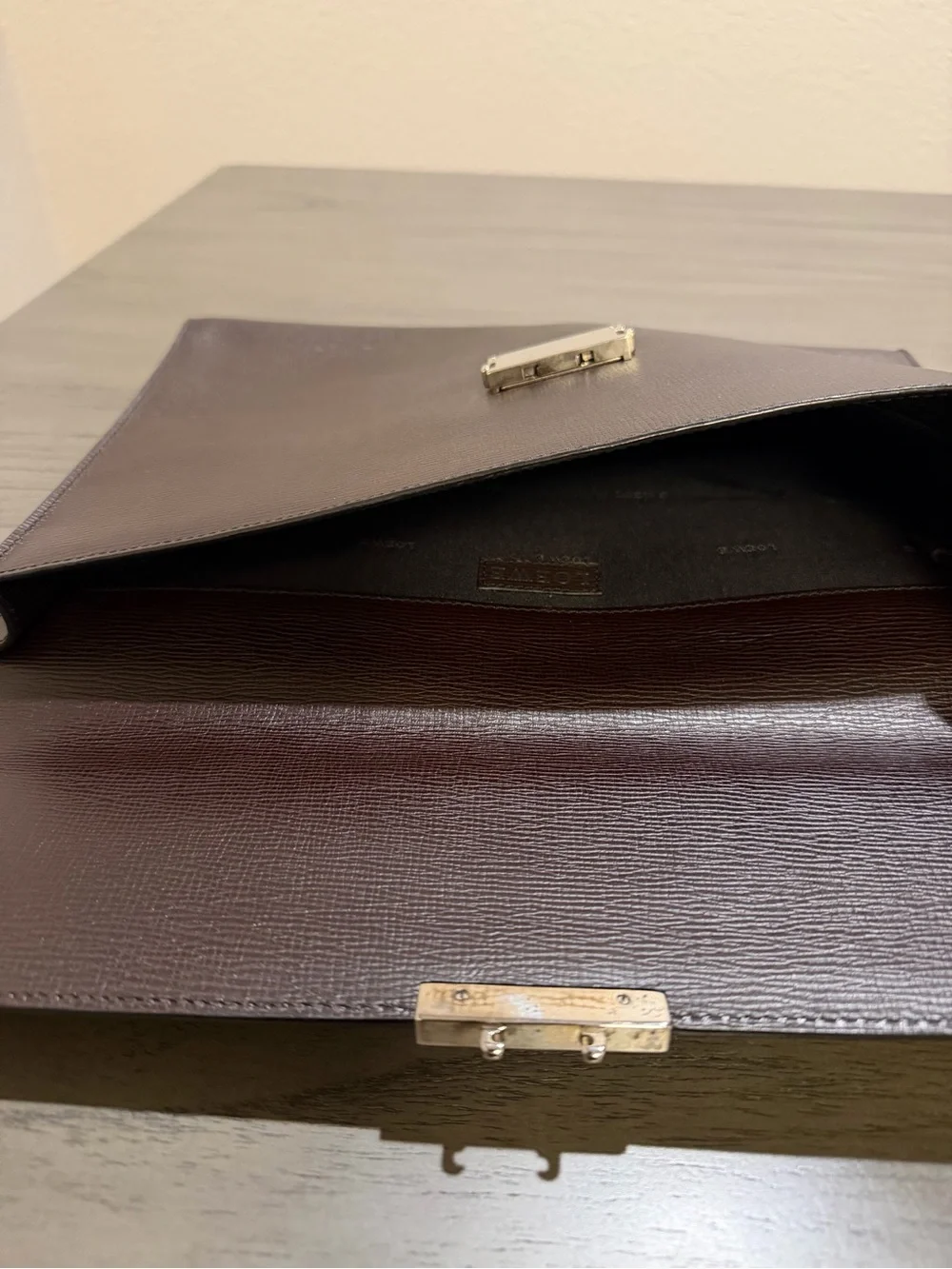 Loewe Brown Leather Envelope Clutch